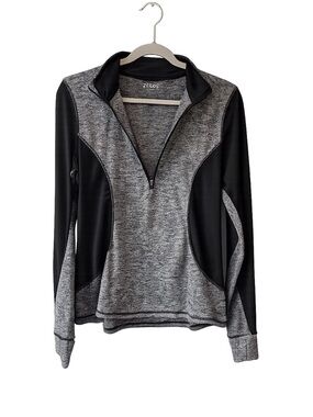 ZELOS Women's Dry Fit Quarter-Zip Athletic Pullover - Black/Gray - Size M